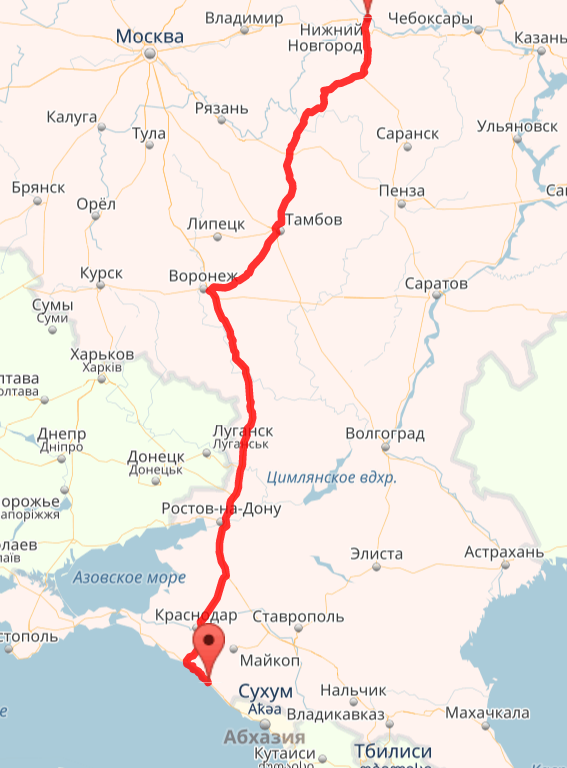 Расстояние от Нижнего Новгорода до Лазаревского
